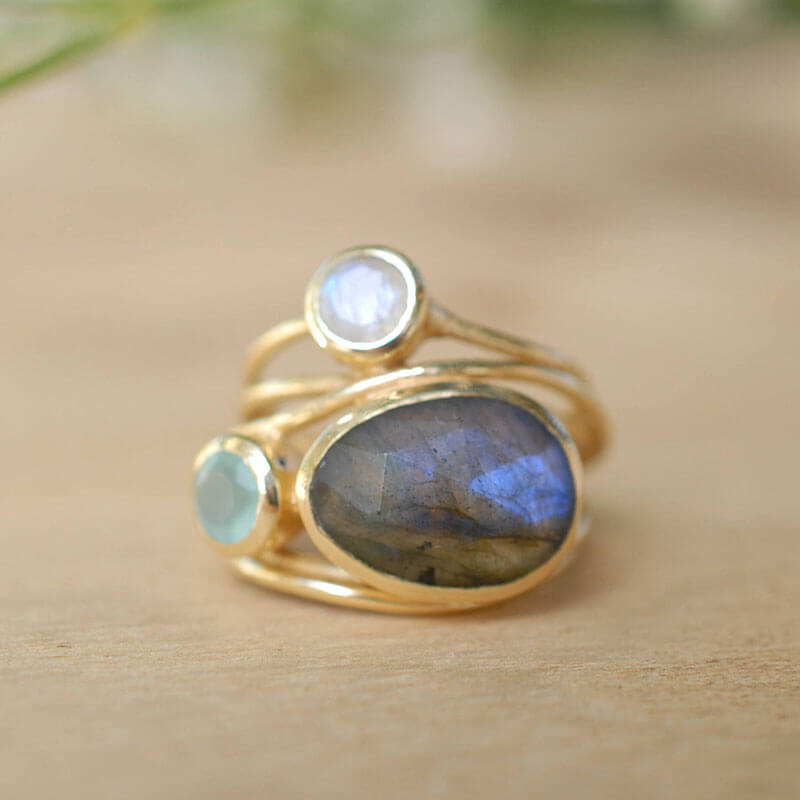 Golden Hollow Moonstone Cocktail Ring