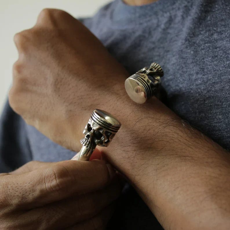 Biker Piston Skull Bracelet