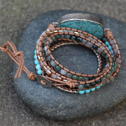 Ocean Stone Woven Leather Multi-Layer Decorative Bracelet