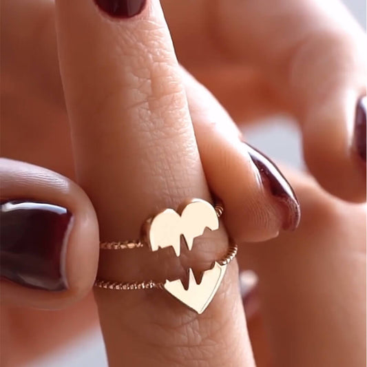 Love Couple Heartbeat Combine Ring