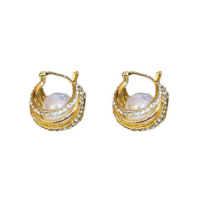 Zircon Electroplated Mermaid Pearl Earrings