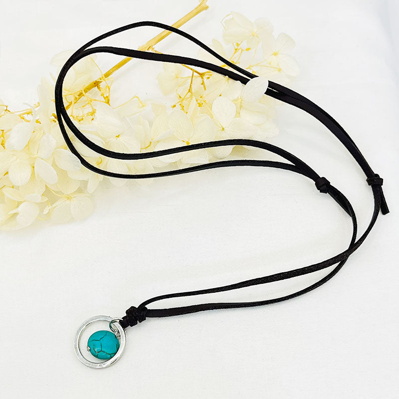 Vintage Men's Turquoise Leather Necklace