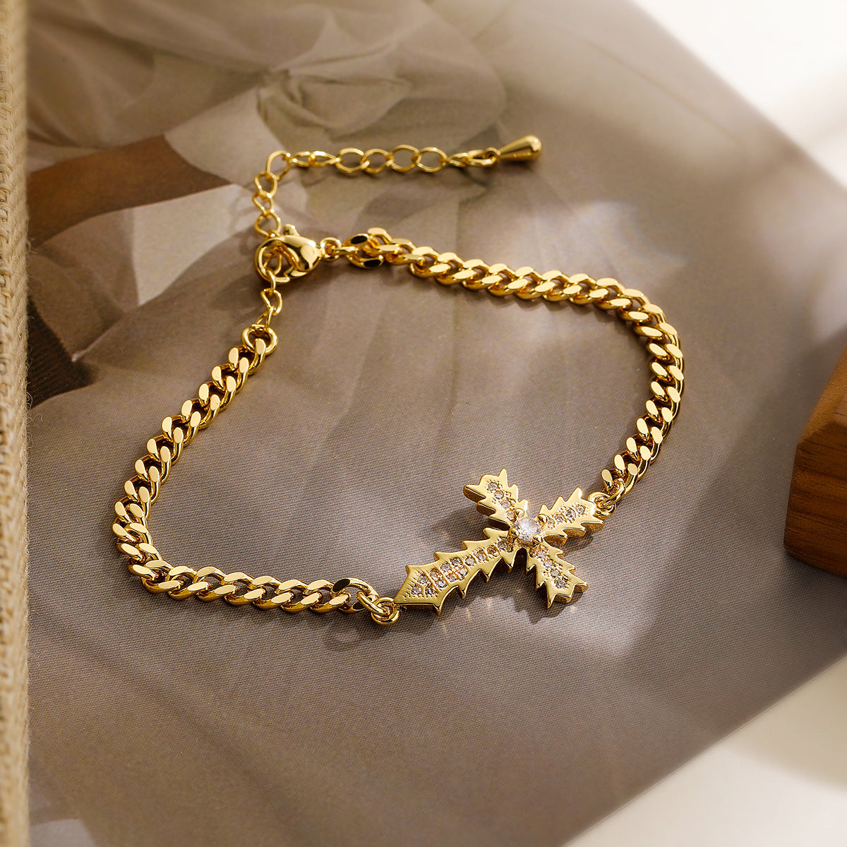 Cross Shape Pendant Cuban Bracelet