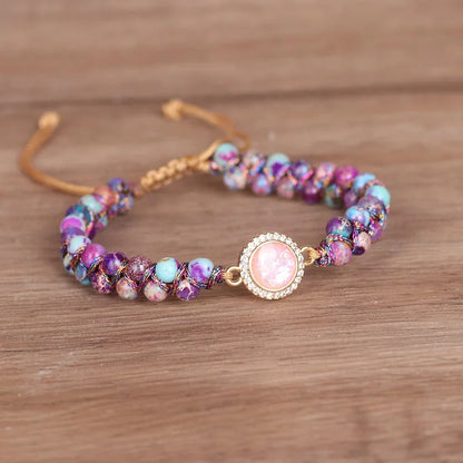 Emperor Woven Opal Charm Gemstone Wrap Bracelet