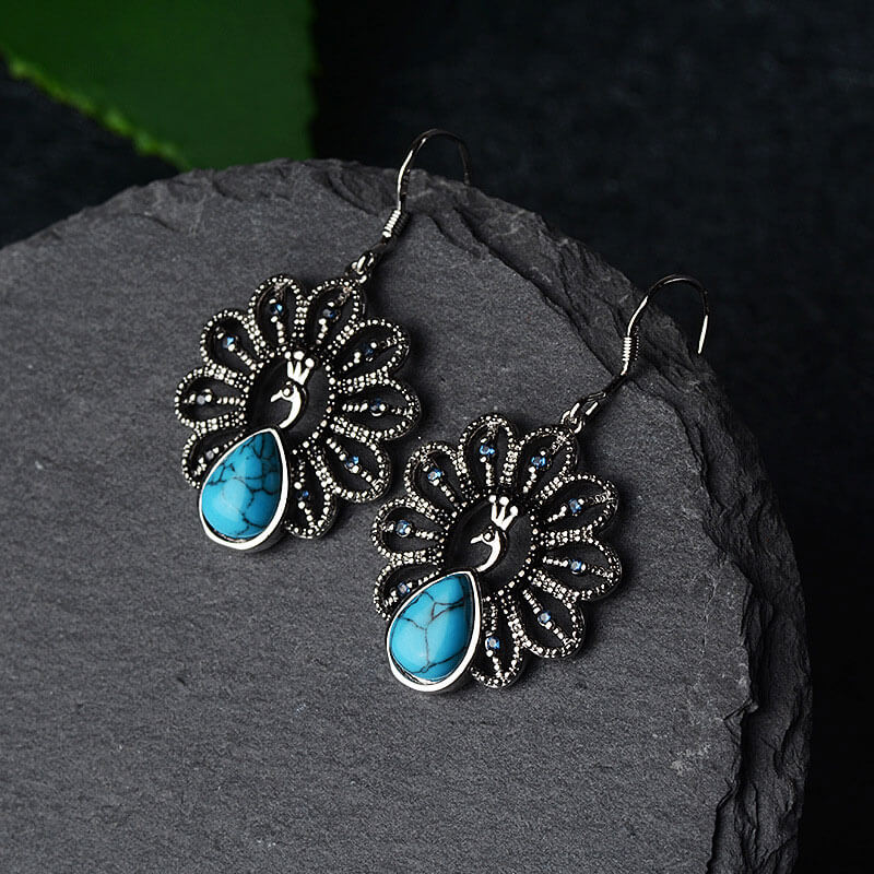 Waterdrop Pear Turquoise Peacock Earrings