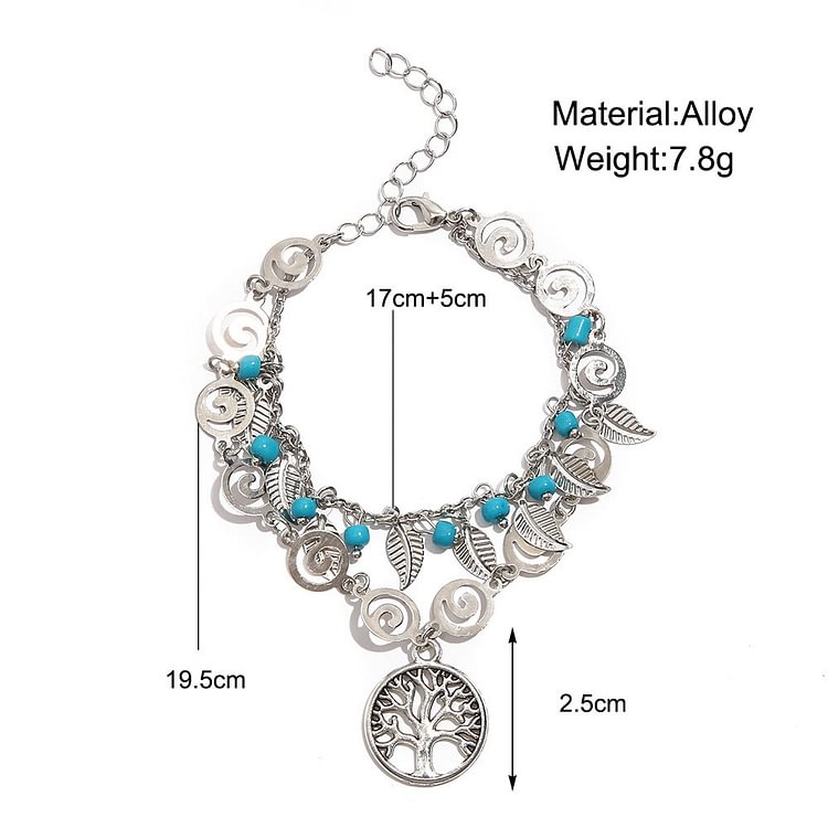 Turquoise Tree of Life Pendant Bracelet Anklet