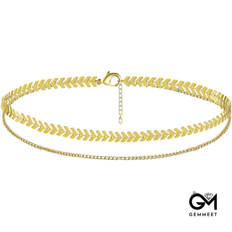 Bohemian Double Alloy Fishbone Chain Anklet