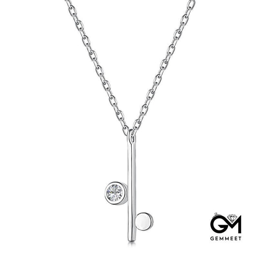 S925 Sterling Silver Round Zircon Asymmetrical Necklace