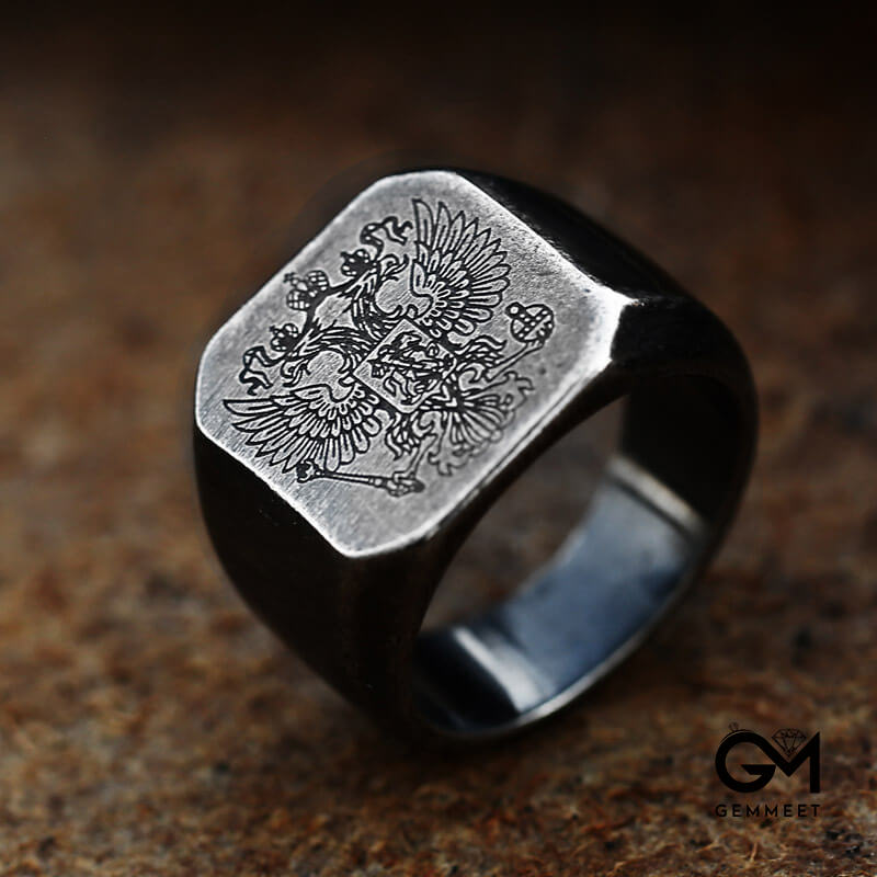 Stainless Steel Masonic Double-headed Eagle Ring