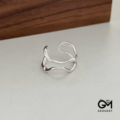 S925 Silver Double Wave Ring