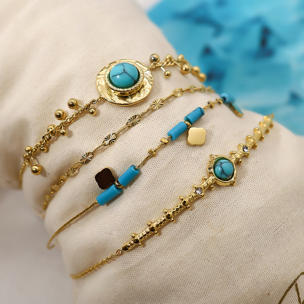 Bohemia Fish-bone Turquoise Bracelet