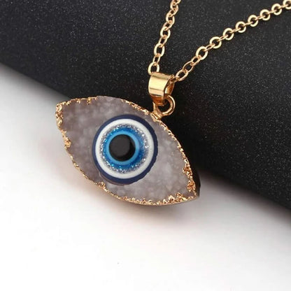 Clear Quartz Evil Eye Energy Necklace