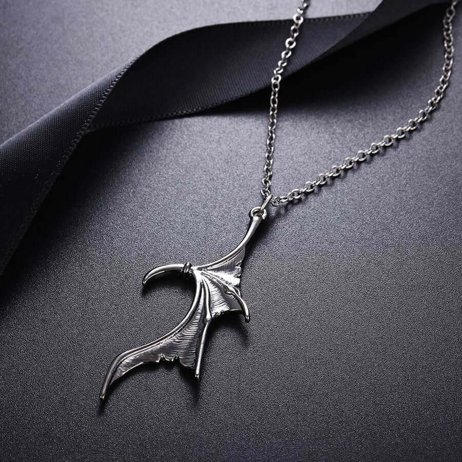 Vintage Bat Wing Heart Couples Necklace