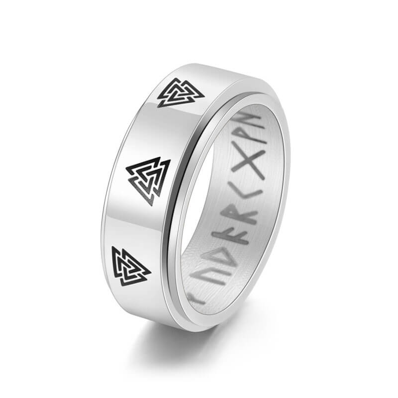 Retro Viking Symbol Rotatable Black Ring