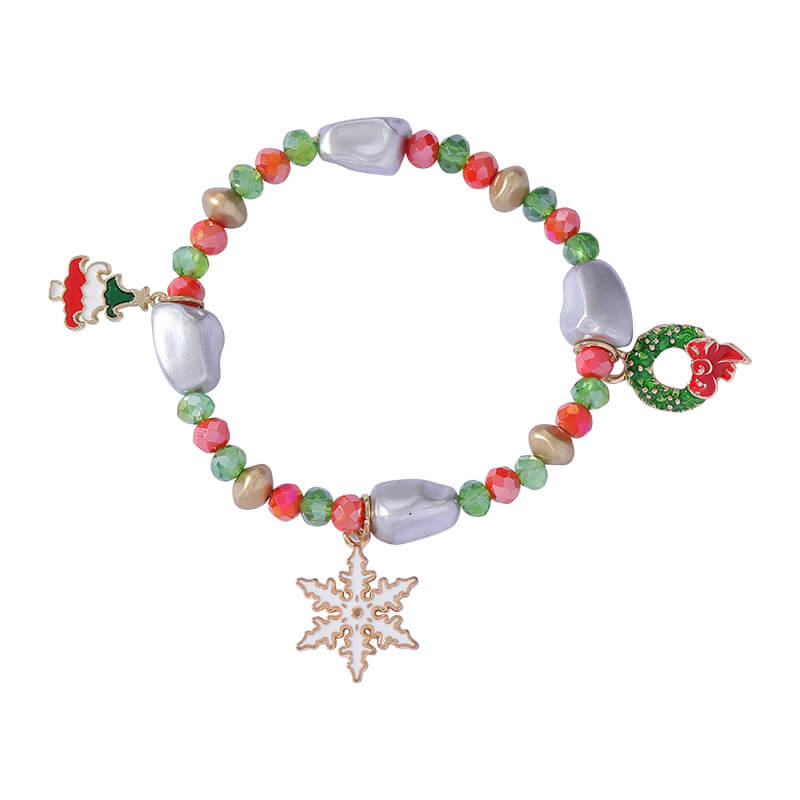 Christmas Bracelet Santa Snowman Colorful Candy Bead Bracelet