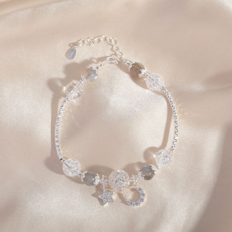 Simple Crystal White Popped Moonstone Bracelet