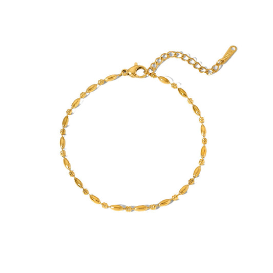 Stylish Simple Stainless Steel Oval Bead Chain Bracelet