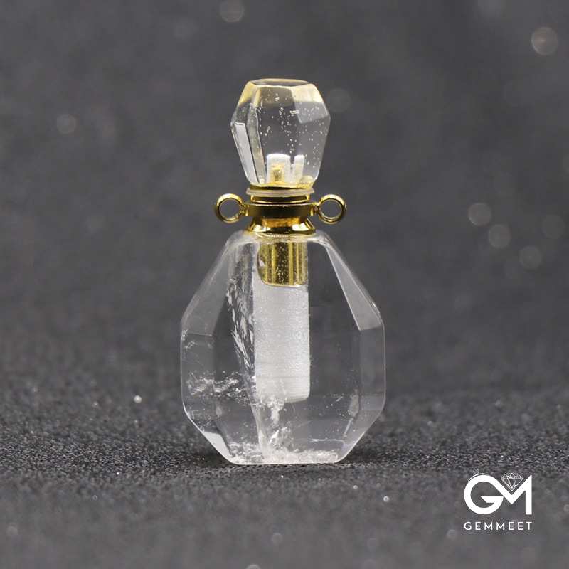 White Crystal Wishing Bottle Pendant Necklace