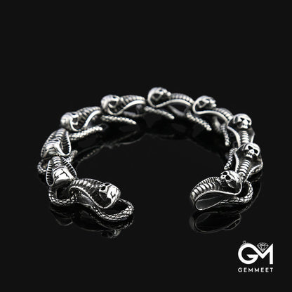 Titanium Steel Skull Snake Bracelet