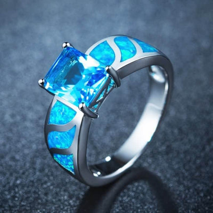 Retro Blue Opal With Sapphire Ring