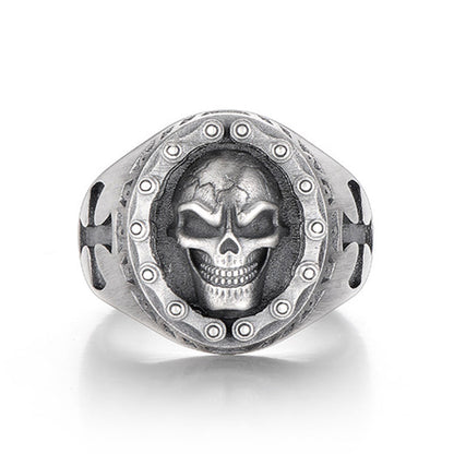 Vintage Men's Oversized Skull Crusader Ring