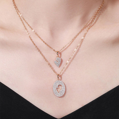 Hollow Love Clavicle Chain Double Layer Pendant