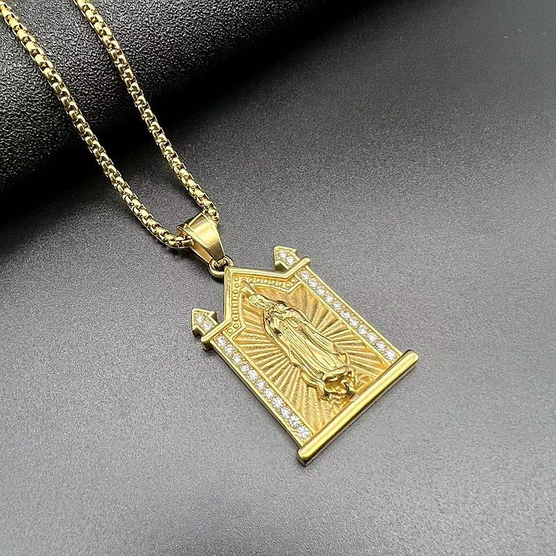 HIPHOP Jewelry Gold Plated Zircon Virgin Mary Pendant