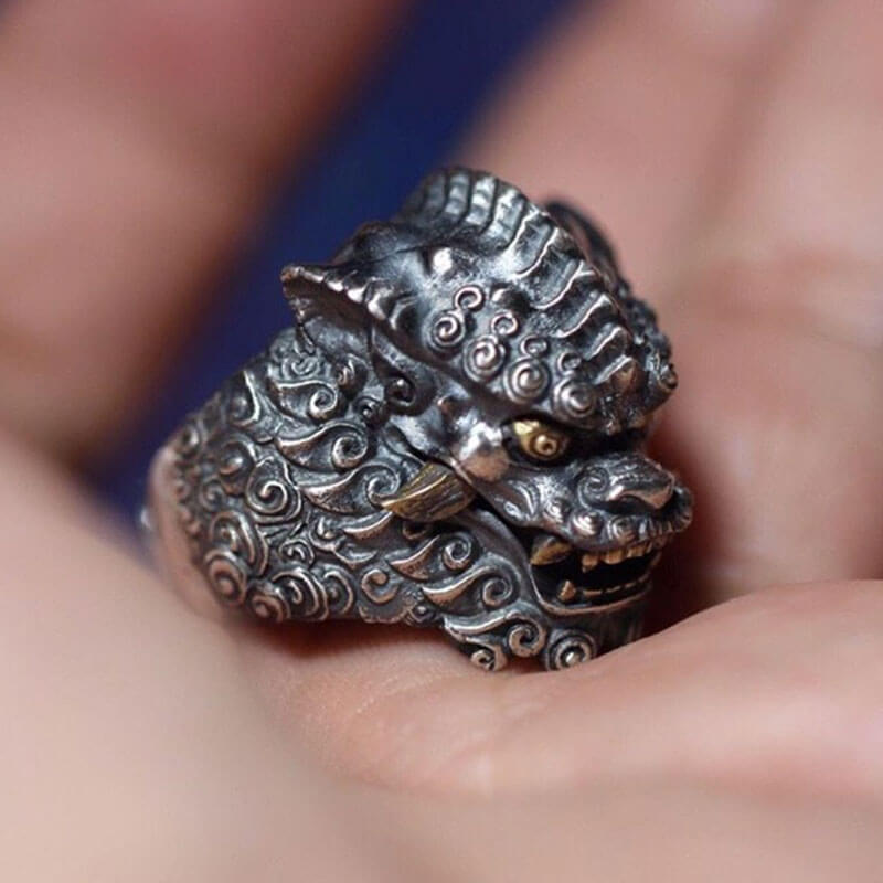 Auspicious Tang Lion Retro Lion Dance Ring