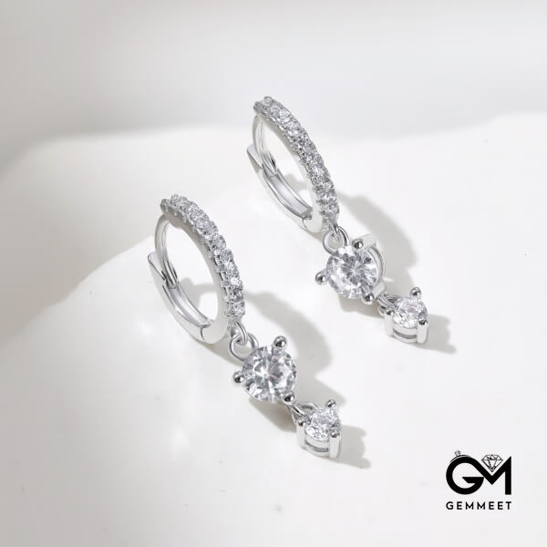 S925 Sterling Silver Simple White Zircon Earrings