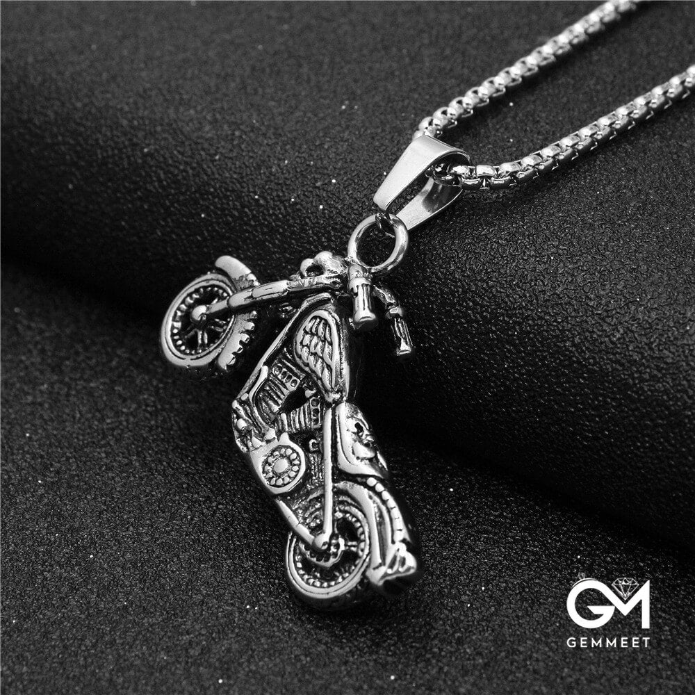 Motorcycle Skeleton Pendant Necklace