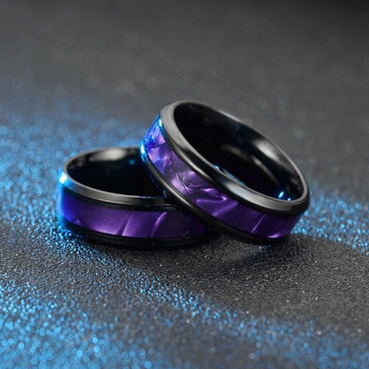 Black Gold Double Layer Purple Stones Love Couple Rings