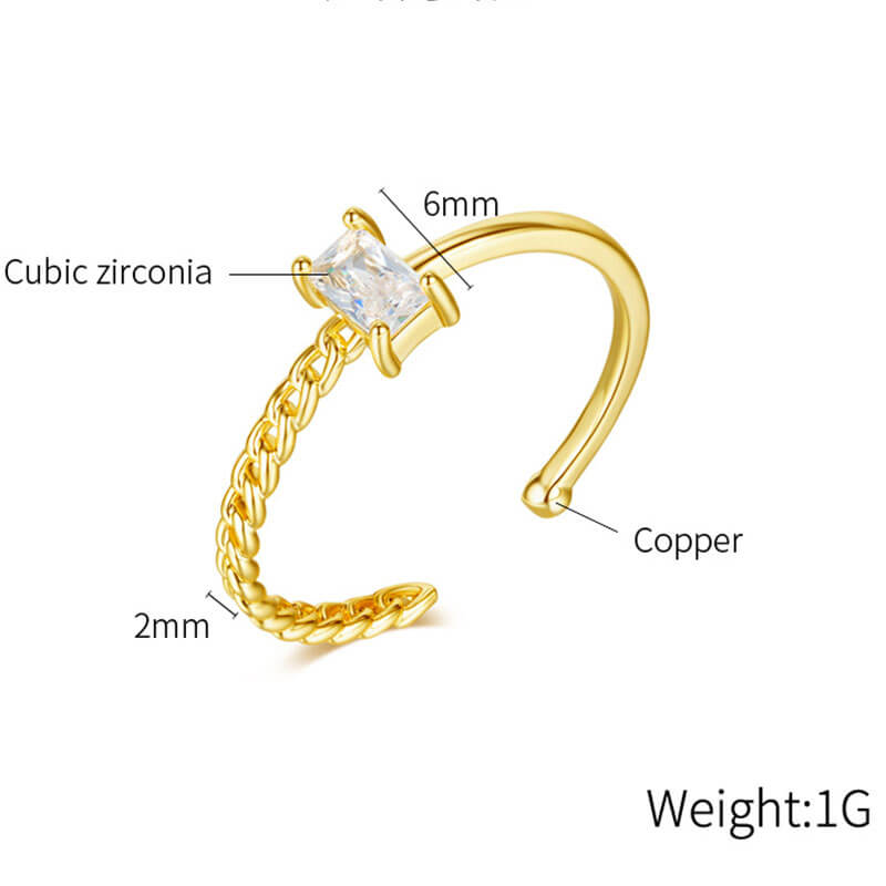 Cube Zircon Open Fashion Versatile Ring