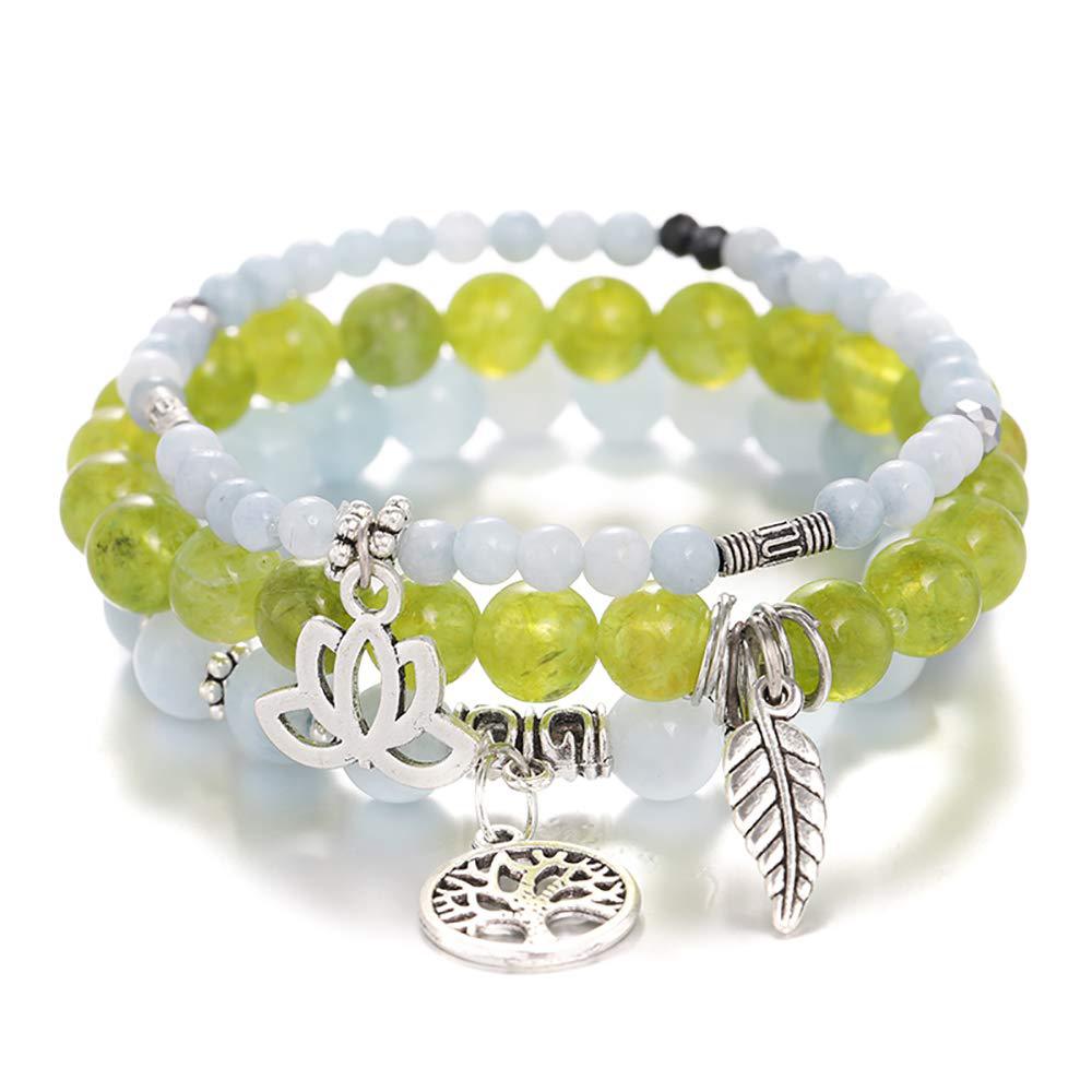 Bohemia Green Jade Tree of Life Lotus Leaf Symbol Bracelet