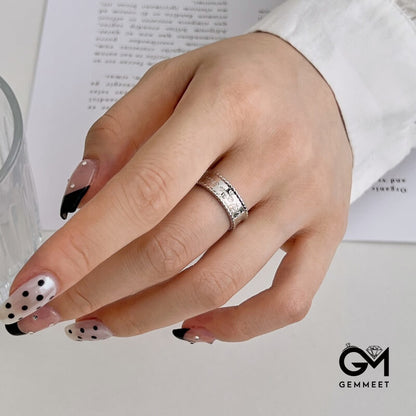 S925 Sterling Silver English Letter Open Ring