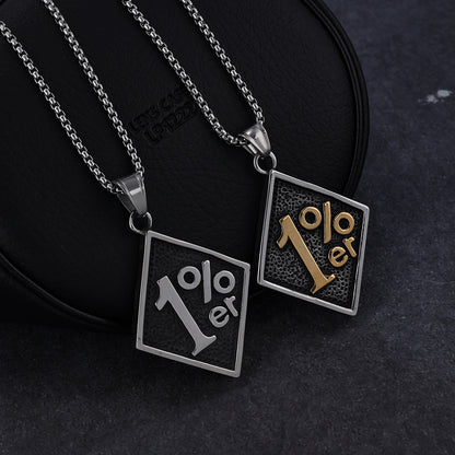 Letter Symbol 1%Er Stainless Steel Pendant Necklace