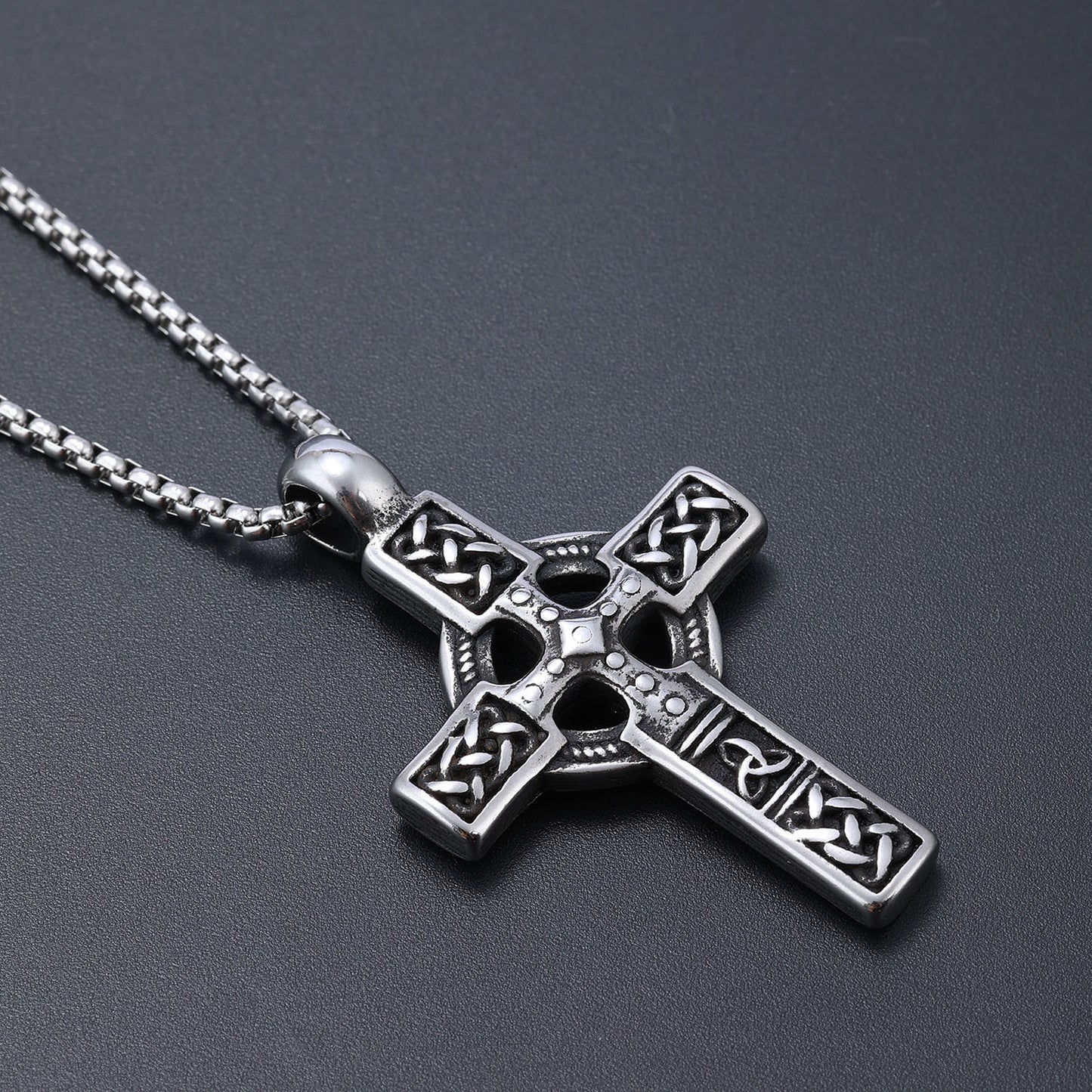 Viking Jewelry Cross Titanium Steel Pendant Necklace