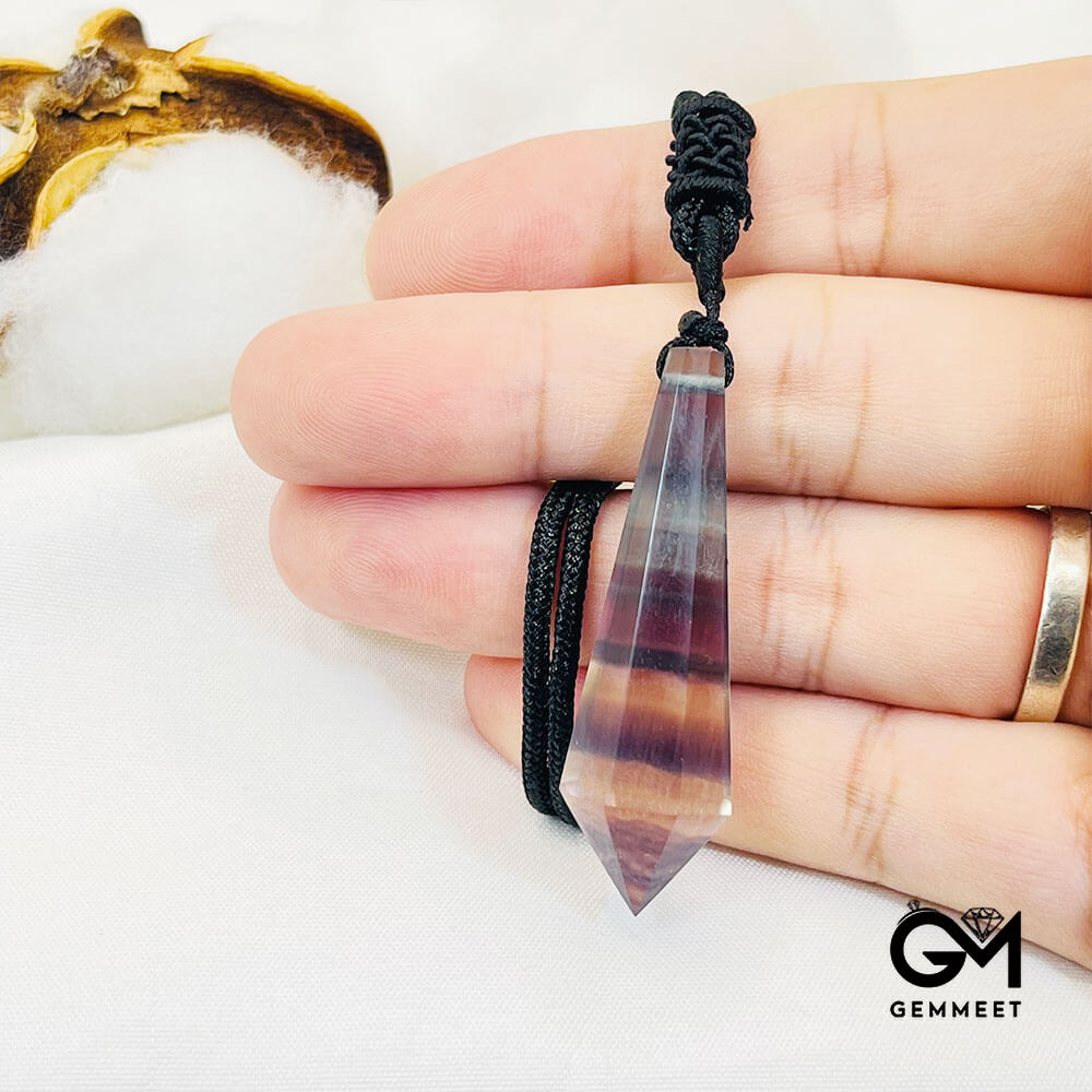 Multicolor Fluorite Cone Polyhedron Pendant