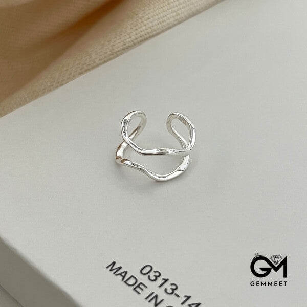 S925 Silver Double Wave Ring