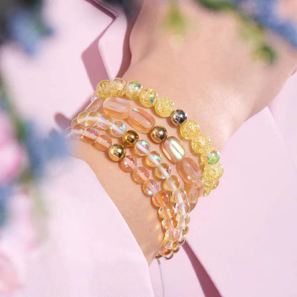 Pale Yellow Crystal Glass Bead Bracelet