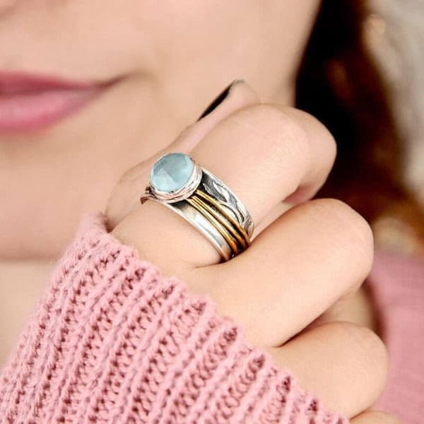 Aquamarine Spinner Ring