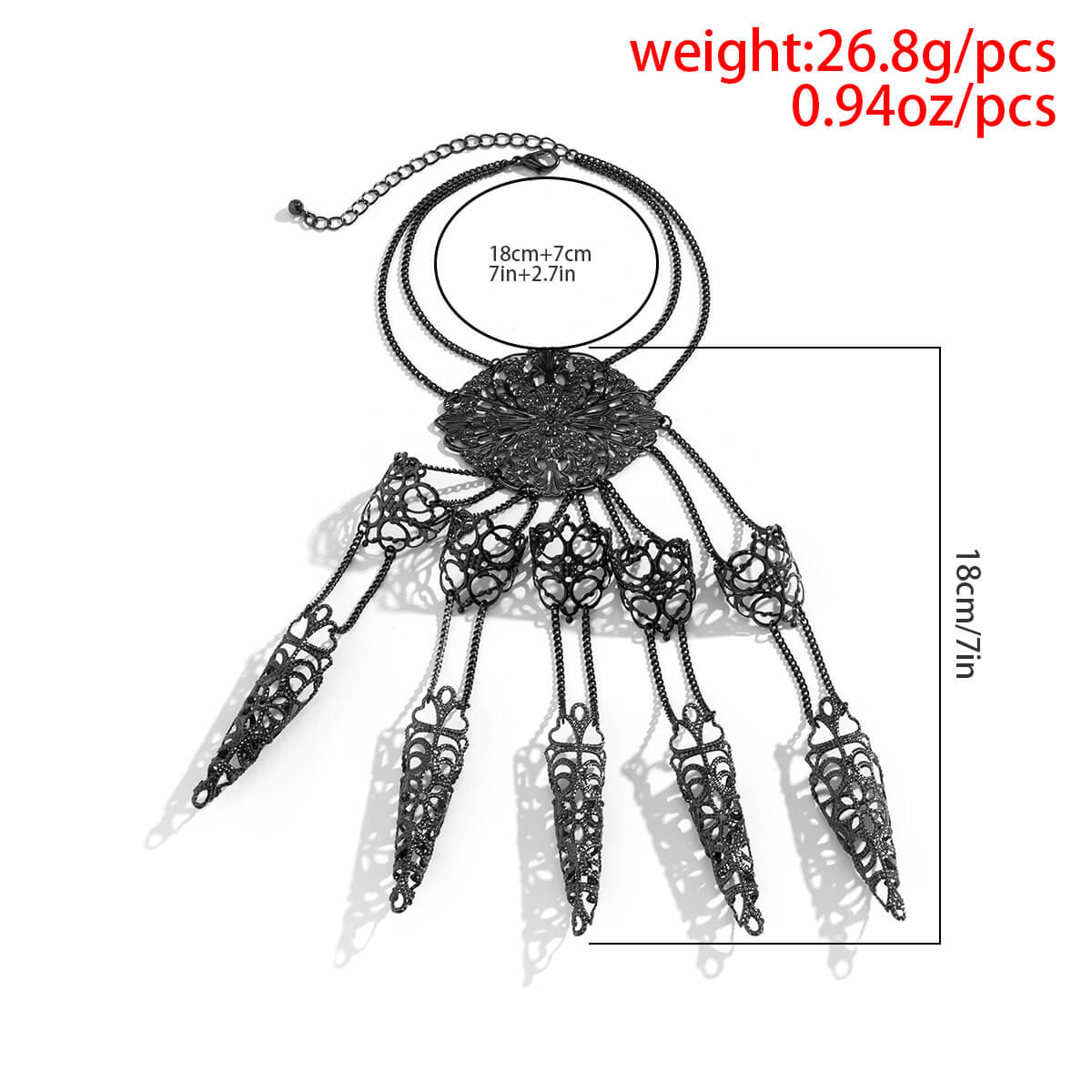 Halloween Tapered Tassel Nail Back Chain Punk Goth Exaggerated Mitten Bracelet