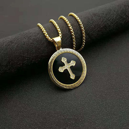 Hip Hop Cross Gold Plated Copper Micropaved Zirconia Pendant