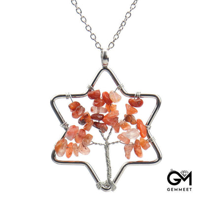 Hexagram Tree of Life Crystal Pendant Necklace