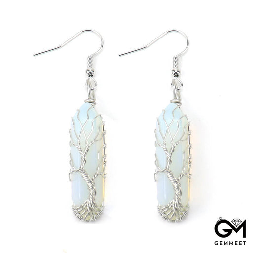 Crystal Hexagonal Tree of Life Earrings