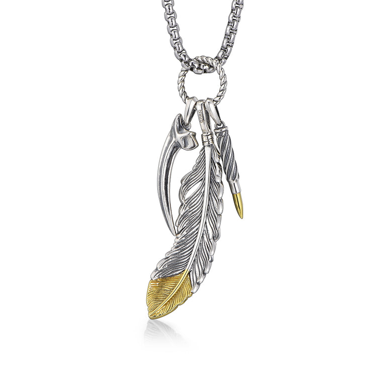 Feather Sterling Silver Necklace Vintage Pendants Necklace