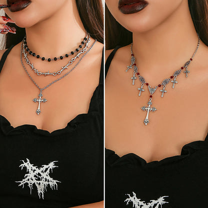 Halloween Multi Cross Pendant Chain Necklace