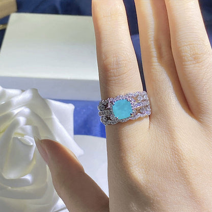 Haute Couture Jewelery Simulated Paraiba Tourmaline Ring