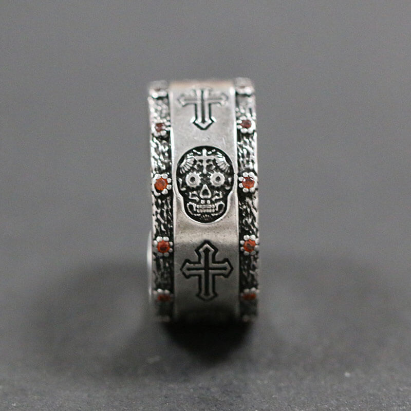 Retro Men's Skull Cross Pattern Ring