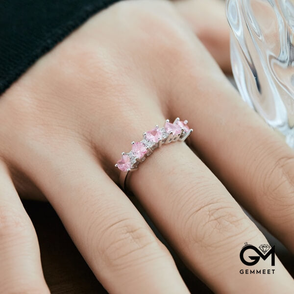 Vintage S925 Sterling Silver Pink Zircon Ring