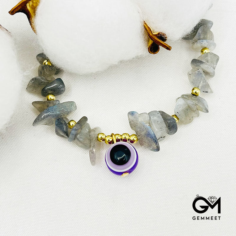 Fashion Crystal Gravel Evil Eye Pendant Bracelet